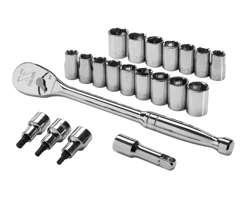 MAXIMUM 21 Piece 1/2" Drive Metric Socket Set F4