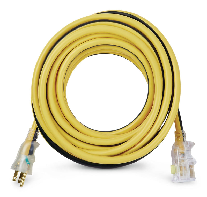 MAXIMUM 25-ft 12/3 Outdoor Extension Cord with Grounded Outlet, Lighted End and Locking Connector, Yellow/Black S4