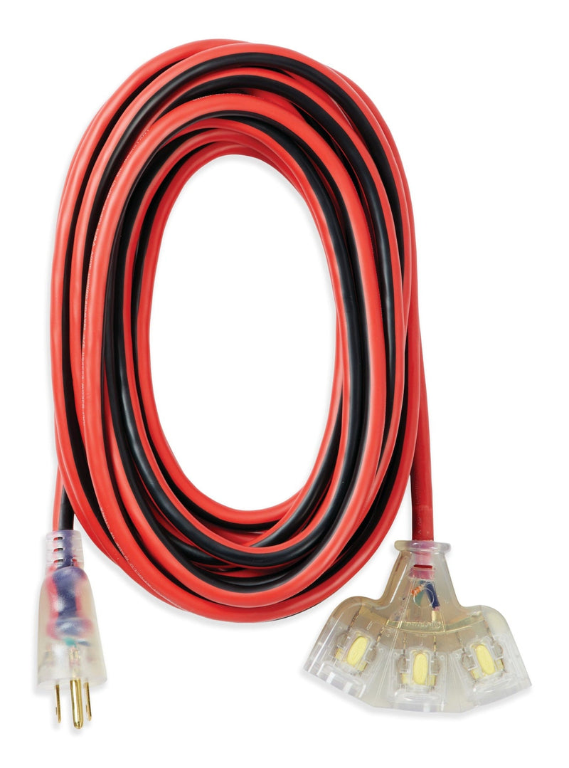 MAXIMUM 25-ft 14/3 Outdoor Extension Cord with 3 Grounded Outlets, Lighted End and Locking Connector, Hi-Visibility K6