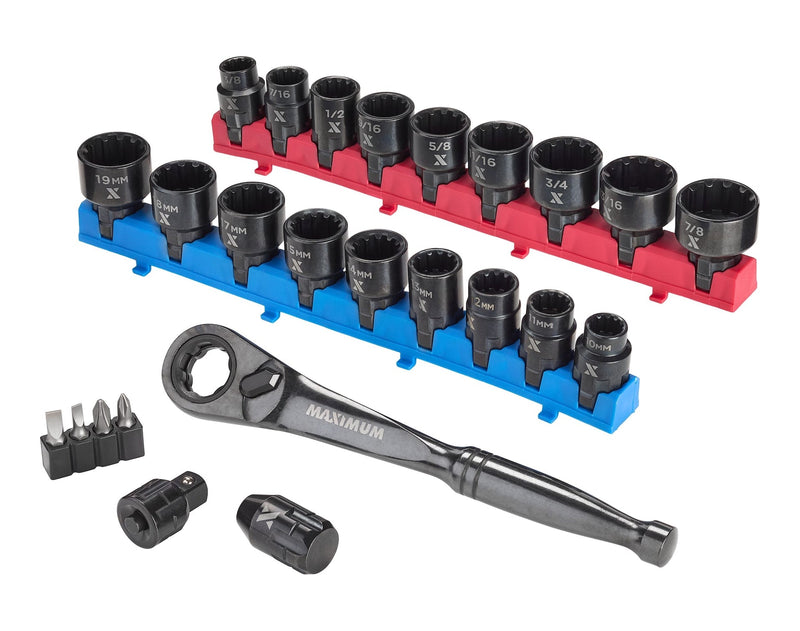 MAXIMUM 25 Piece 3/8" Drive Pass-Thru Socket Set K7