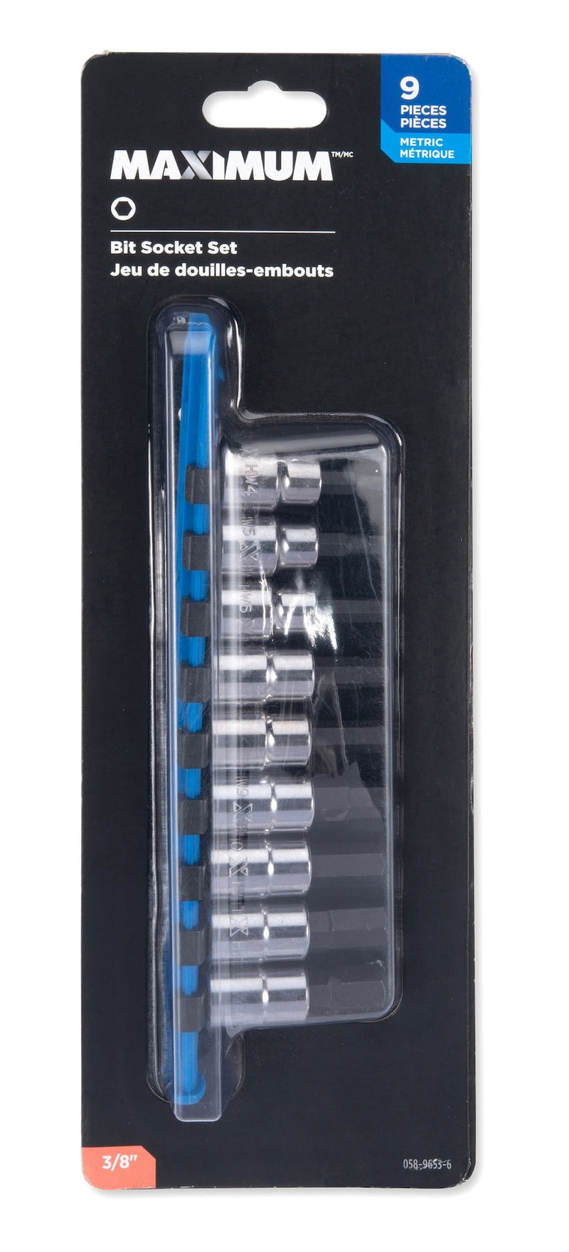 MAXIMUM 3/8-in Drive Hex Bit Socket Set, Chrome-Plated, 9-pc, Metric M9