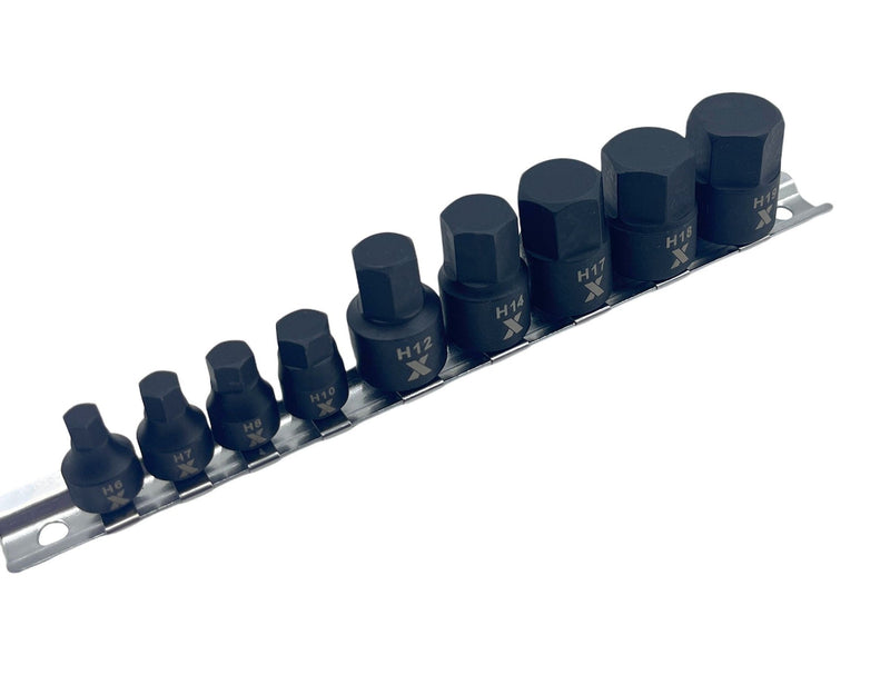MAXIMUM 9 Piece Impact Stubby Bit Socket Rail Hex Metric Z3