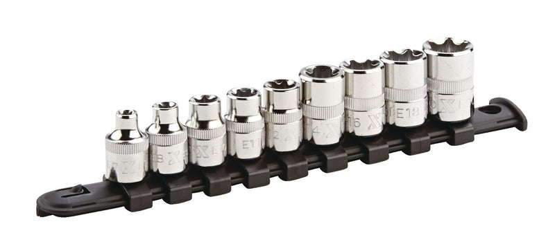 MAXIMUM E-Torx Bit Socket Set, Chrome-Plated, 9-pc Z4