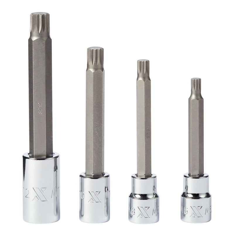 MAXIMUM Extra Long Shank Triple Square Bit Socket Set, 4-pc I3