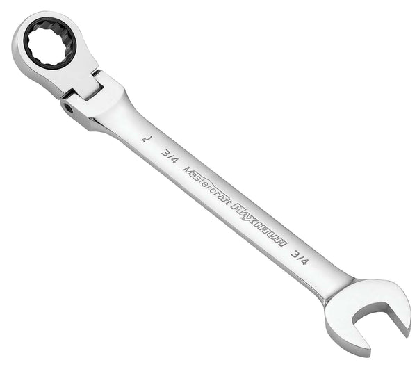 MAXIMUM Flexhead Ratcheting Wrench, Assorted Sizes, SAE/ Metric, Metal, Chrome L2