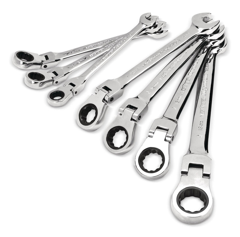 MAXIMUM Flexhead Ratcheting Wrench Set, Alloy Steel, Metric, 7-pc X5