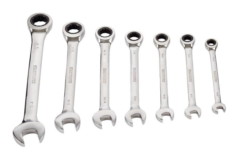 MAXIMUM Ratcheting Wrench Set, SAE, Nickel-Chrome Plating, 7-pc H2