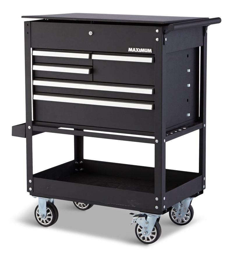 MAXIMUM Rolling Mechanics Tool Cart with 5 Drawers, Black, 30-in M2
