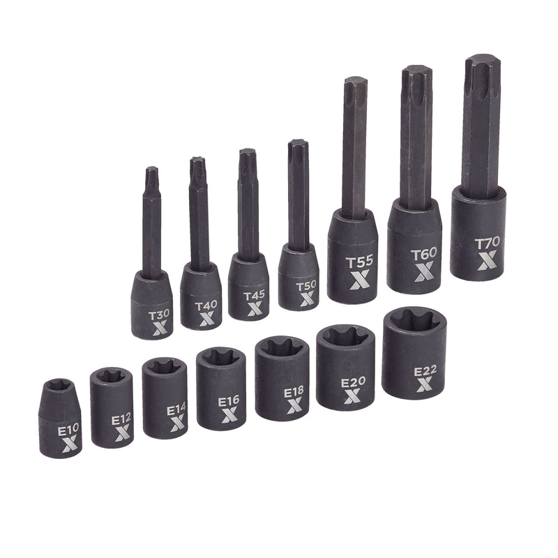 MAXIMUM Torx & E-Torx Impact Bit Socket Set, 14-pc, SAE/Metric Q7