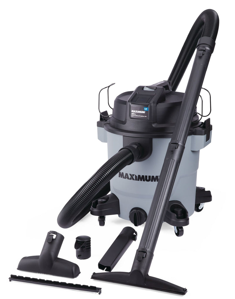 MAXIMUM VJH1211PF 6.0 Peak HP Portable Wet/Dry Shop Vacuum with Hose and Accessories, 45-L G7