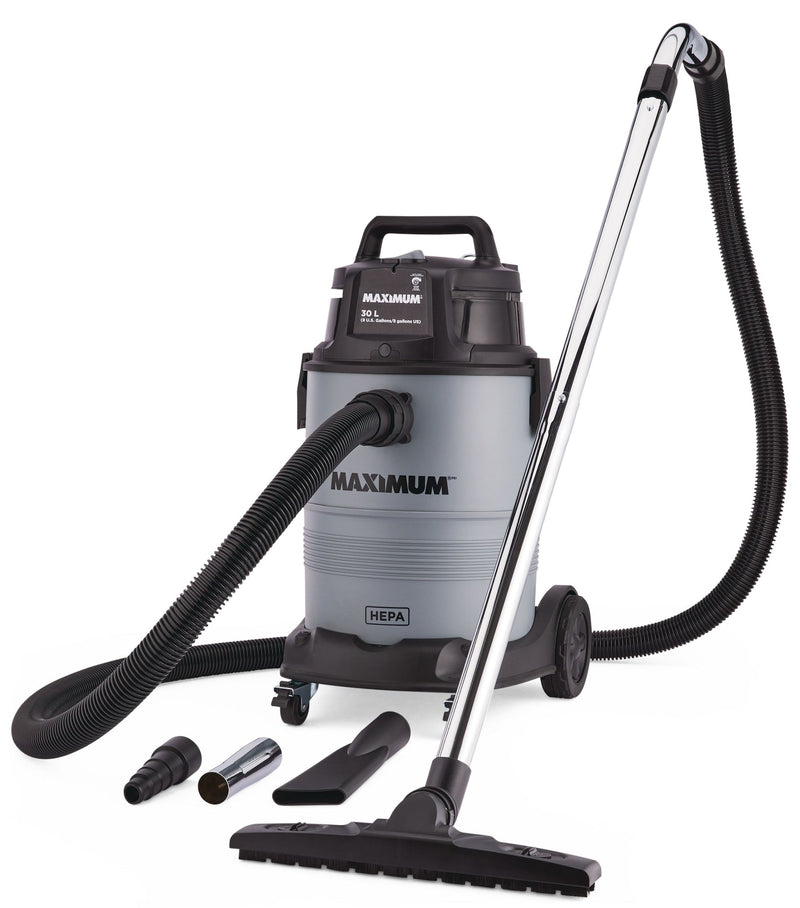 MAXIMUM VK811PH HEPA Certified Wet/Dry Shop Vacuum with Hose and Accessories, 30-L J1