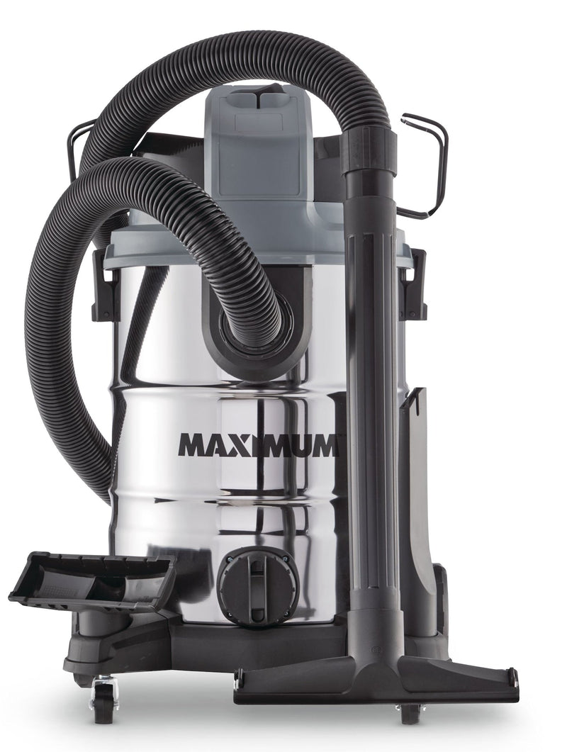 MAXIMUM VKD811SW 5.5 Peak HP Stainless Steel Wet/Dry Shop Vacuum with Hose and Accessories, 30-L P6