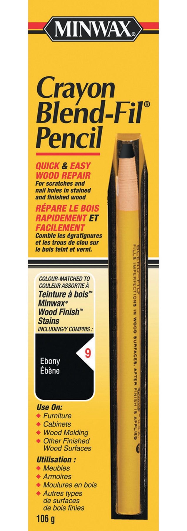 Minwax Crayon Blend-Fil Wood Pencil, Ebony W5