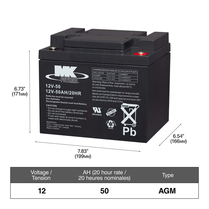 MK Battery 12-Volt 50 Ah SLA Battery T2