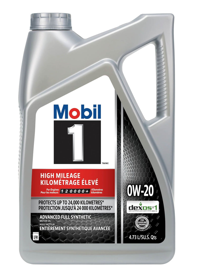 Mobil 1 High Mileage 0W20 Synthetic Engine/Motor Oil, 4.73-L J6