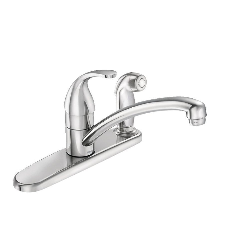 Moen Adler Single Handle Kitchen Faucet with Spray, Chrome W0
