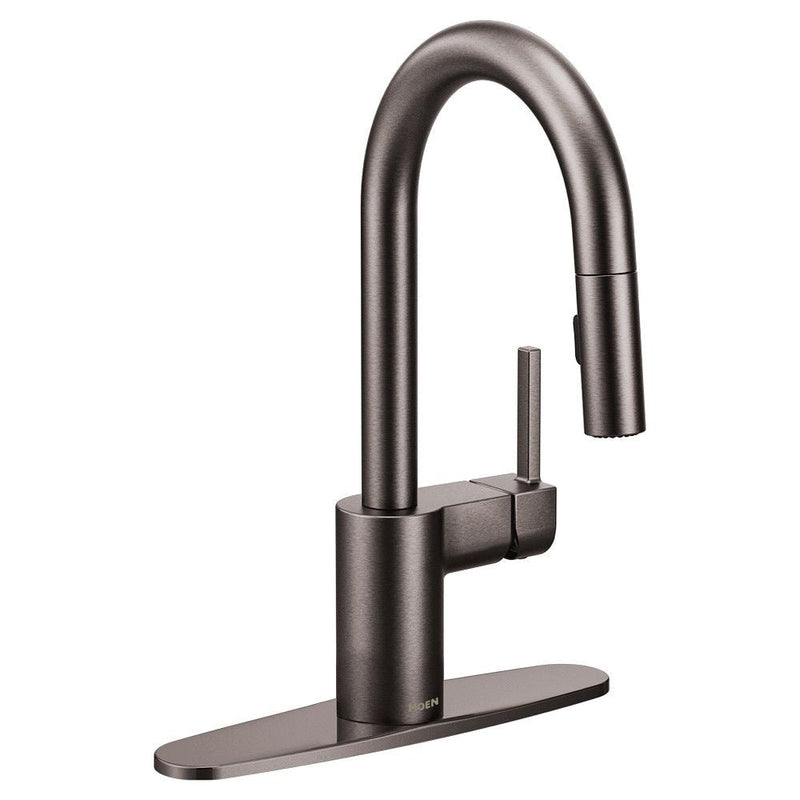 Moen Align Single Handle High Arc Pull Down Spot-Resist Sprayer Kitchen Faucet with Power Clean, Black Stainless Steel W3