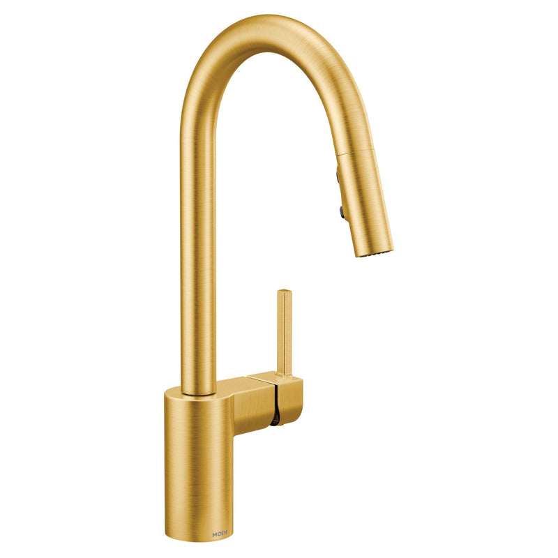 Moen Align Single Handle High Arc Pull Down Sprayer Kitchen Faucet, Brushed Gold U0
