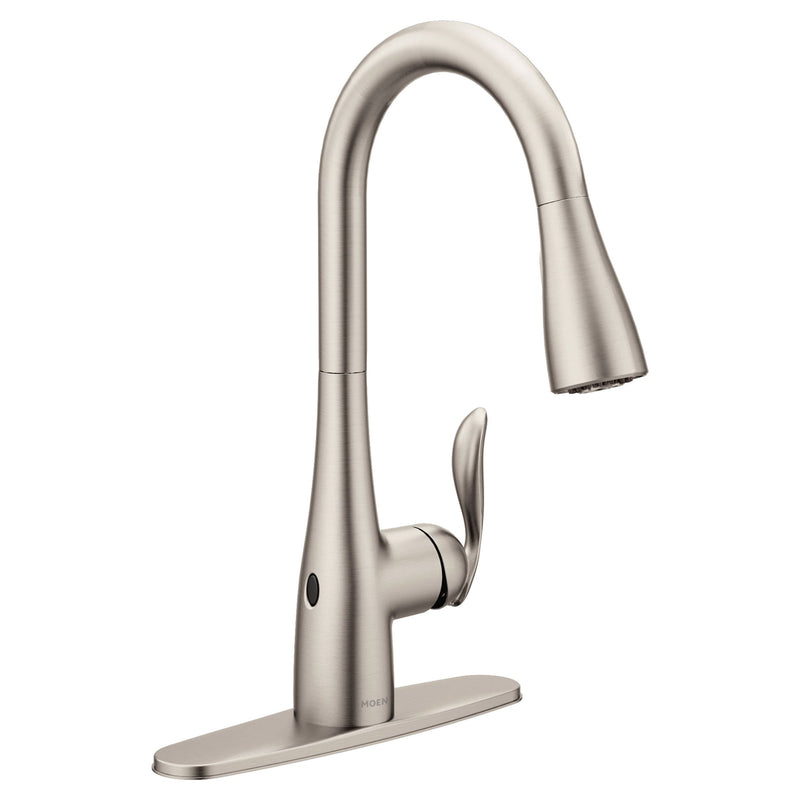 Moen Arbor Single Handle Touchless Pull Down Spot-Resist Sprayer Kitchen Faucet with MotionSense & Power Clean, Stainless Steel N2