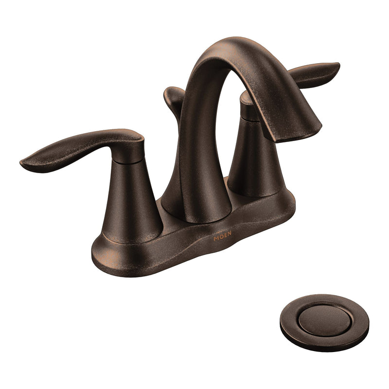 Moen Eva Double Handle High Arc 4-in Centerset Bathroom Sink Faucet, WaterSense Certified, Oil Rubbed Bronze P4