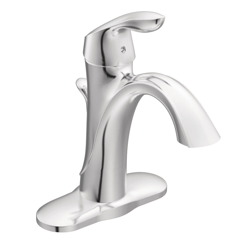 Moen Eva Single Handle High Arc Single Hole Bathroom Sink Faucet, WaterSense Certified, Chrome Q3