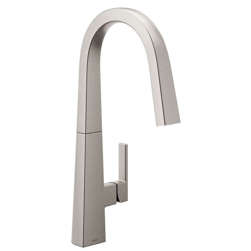 Moen Nio U Single Handle High Arc Smart Pull Down Spot-Resist Sprayer Kitchen Faucet with Power Clean, Stainless Steel M9