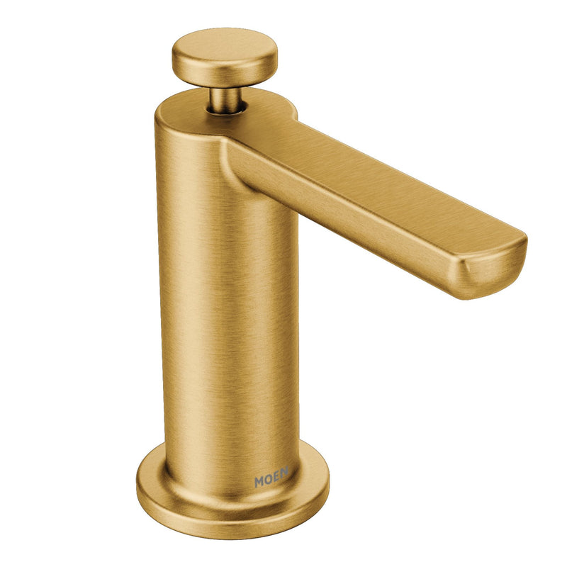 Moen Premium Deck Mounted Kitchen Soap Dispenser with Refillable Bottle, Brushed Gold V6