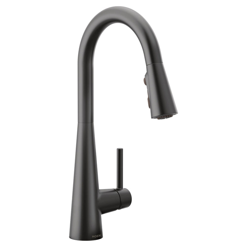 Moen Sleek Single Handle High Arc Pull Down Sprayer Kitchen Faucet with Power Boost, Matte Black S7