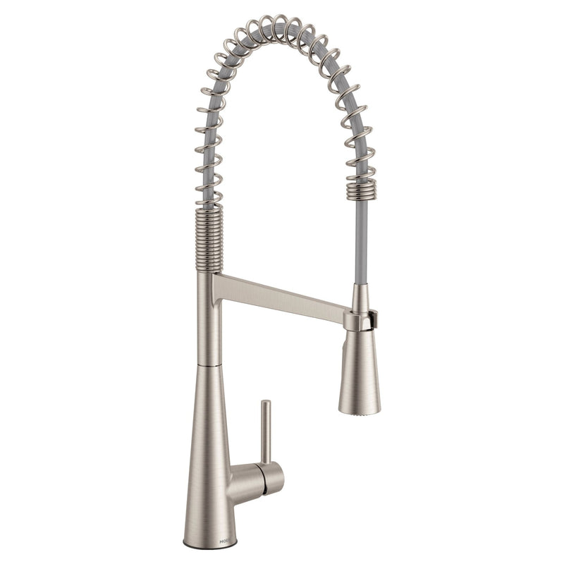 Moen Sleek Single Handle Pre-Rinse Spring Pull Down Spot-Resist Kitchen Faucet, Stainless Steel C8