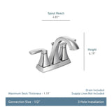Moen Voss Double Handle 4-in Centerset Bathroom Sink Faucet, WaterSense Certified, Brushed Gold