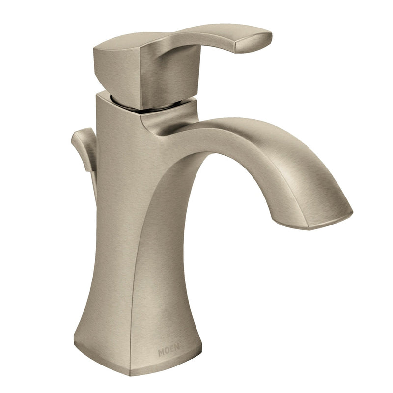 Moen Voss Single Handle High Arc Single Hole Bathroom Sink Faucet, Brushed Nickel D1
