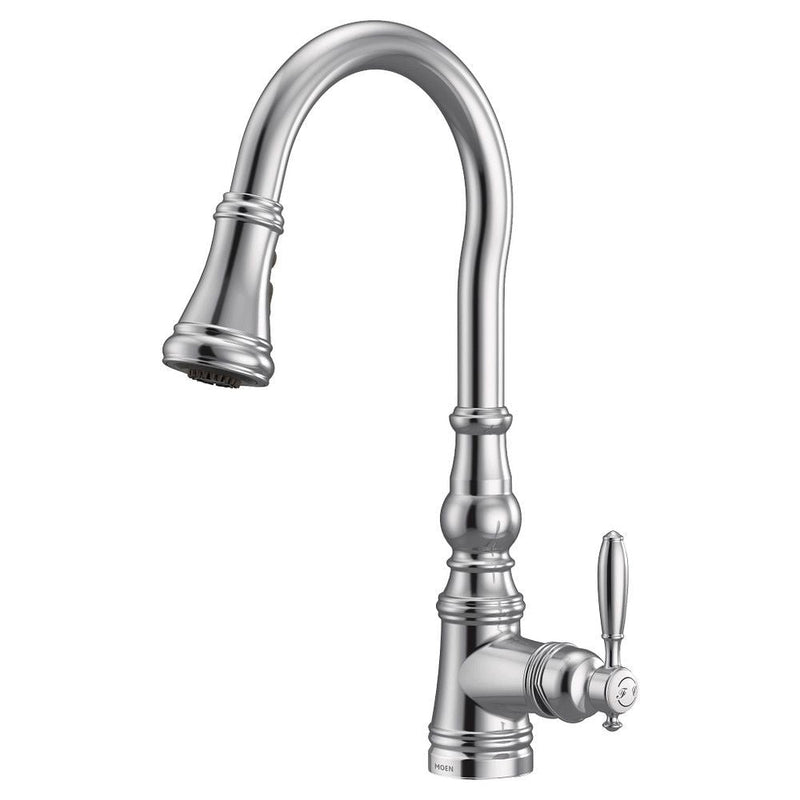 Moen Weymouth Single Handle High Arc Pull Down Sprayer Kitchen Faucet with Power Clean, Chrome Y5