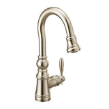 Moen Weymouth Single Handle High Arc Pull Down Sprayer Kitchen Faucet with Power Clean, Polished Nickel