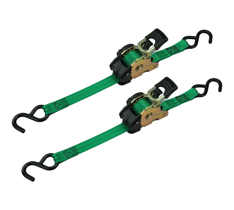 MotoMaster 1,200-lb Retractable Ratchet Tie Down Straps, 1-in x 10-ft (2.54 cm x 3 m), 2-pk E9
