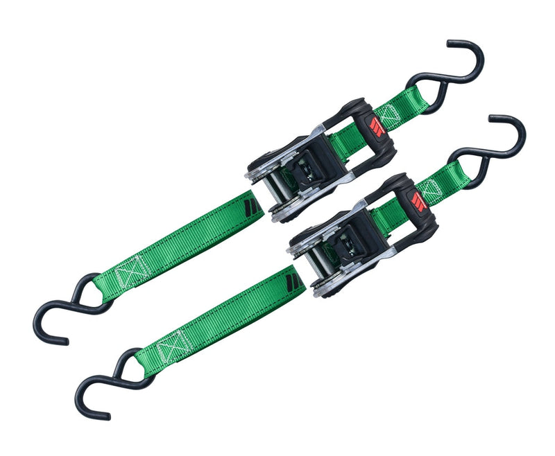 MotoMaster 1,500-lb Ratchet Tie Down Straps, with Padded Handle, 1-in x 10-ft, 2-pk S5
