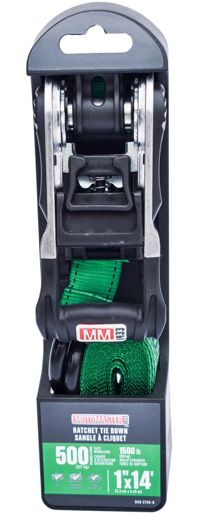 MotoMaster 1,500-lb Ratchet Tie Down Straps, with Padded Handle, 1-in x 14-ft