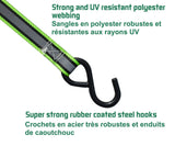 MotoMaster 1,500-lb Reflective Ratchet Tie Down Strap, with Padded D-Handle, 1-in x 12-ft, 4-pk, Green