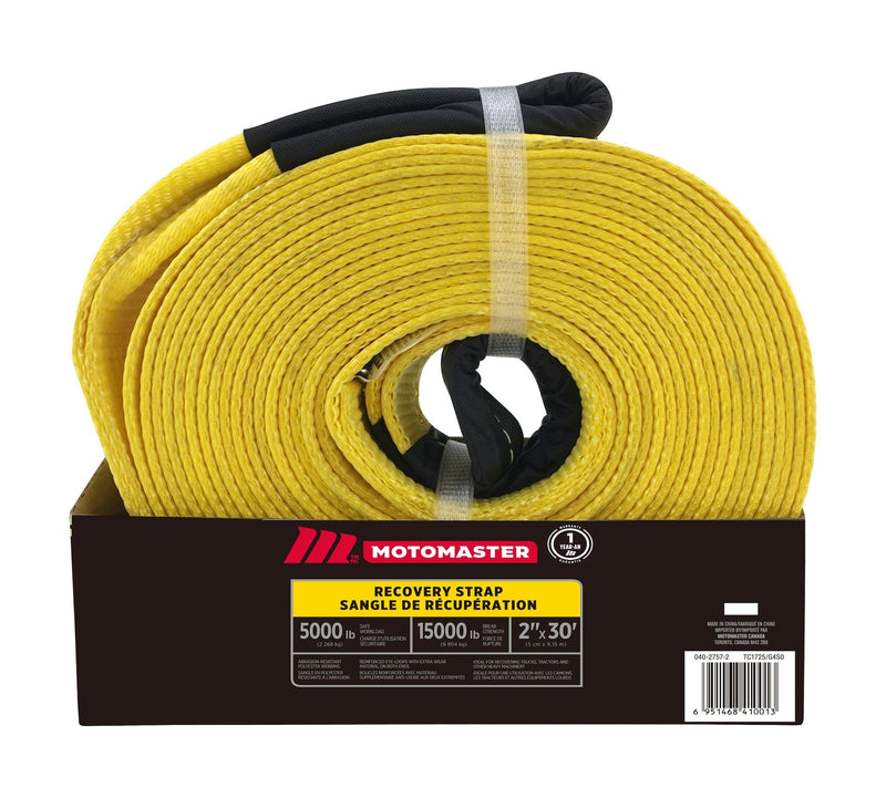 MotoMaster 15,000-lb Recovery Strap with Loop Ends, Commercial Grade, 2-in x 30-ft K7