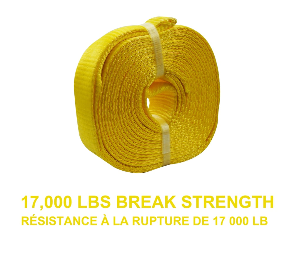 MotoMaster 17,000-lb Tow Strap, with Reinforced Eyes, 2-in x 20-ft