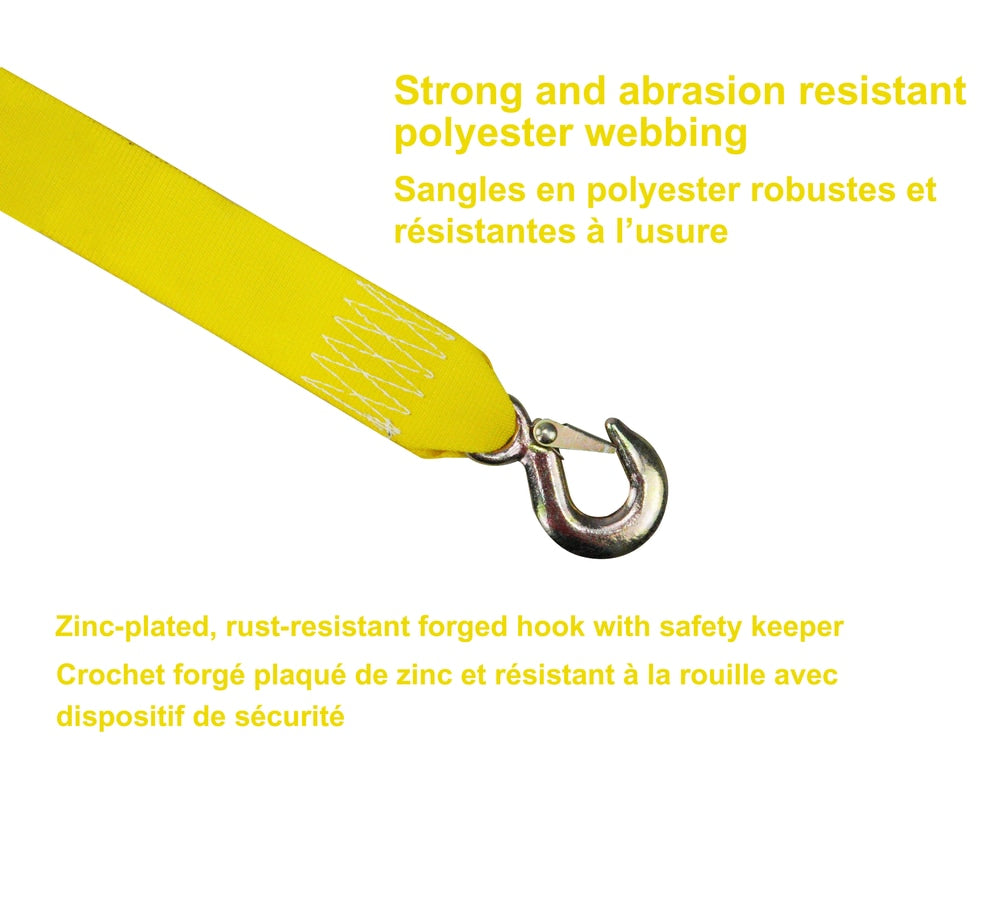 MotoMaster 2,000-lb ATV Tow Strap with Hook, 2-in x 20-ft