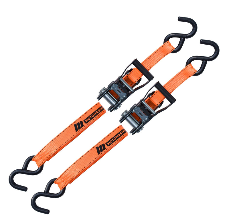 MotoMaster 3,000-lb Heavy Duty Ratchet Tie Down Strap, Non-Padded, 1-in x 10-ft, 2-pk J0
