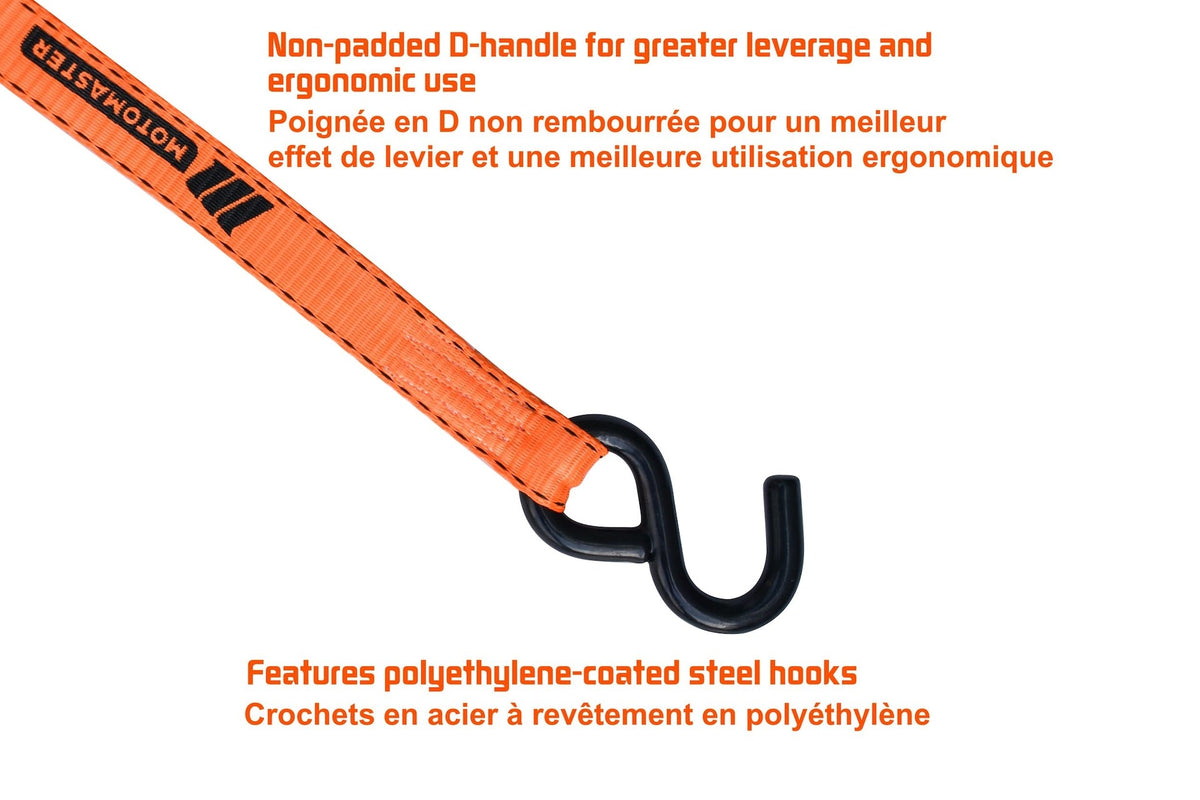 MotoMaster 3,000-lb Heavy Duty Ratchet Tie Down Strap, Non-Padded, 1-in x 10-ft, 2-pk