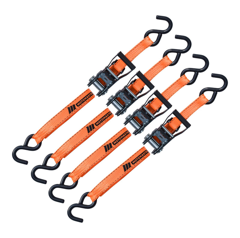 MotoMaster 3,000-lb Heavy Duty Ratchet Tie Down Strap, Non-Padded, 1-in x 10-ft, 4-pk P1