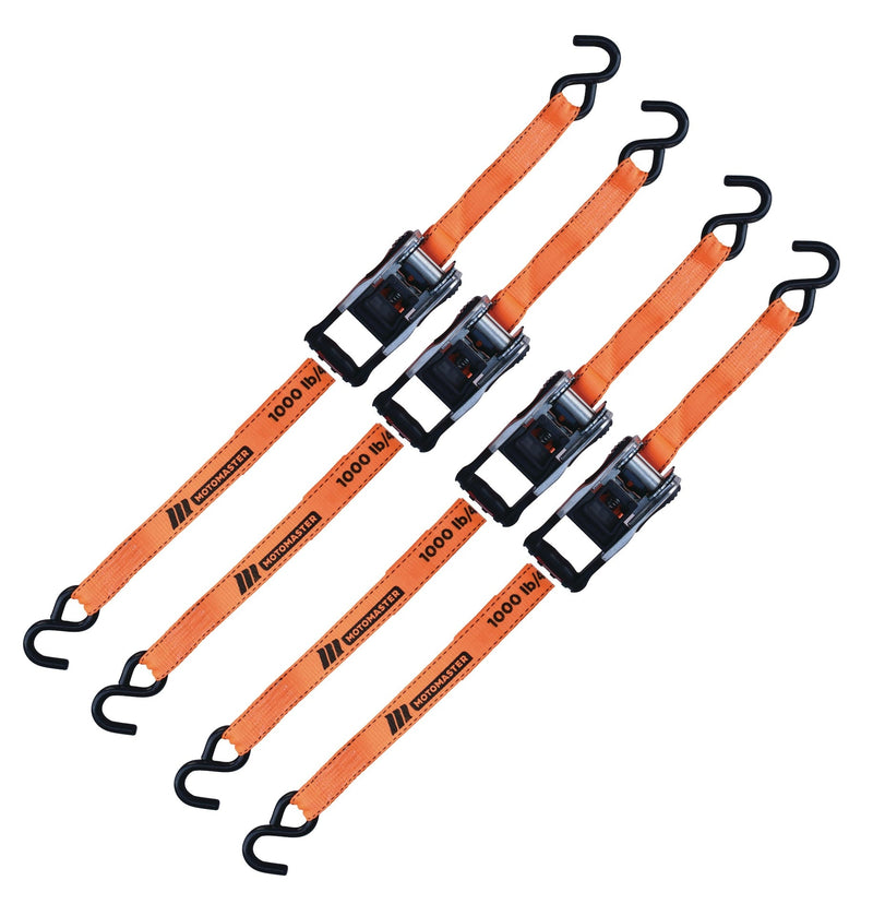 MotoMaster 3,000-lb Heavy Duty Ratchet Tie Down Straps, Extra Long, 1.25-in x 20-ft, 4-pk A5