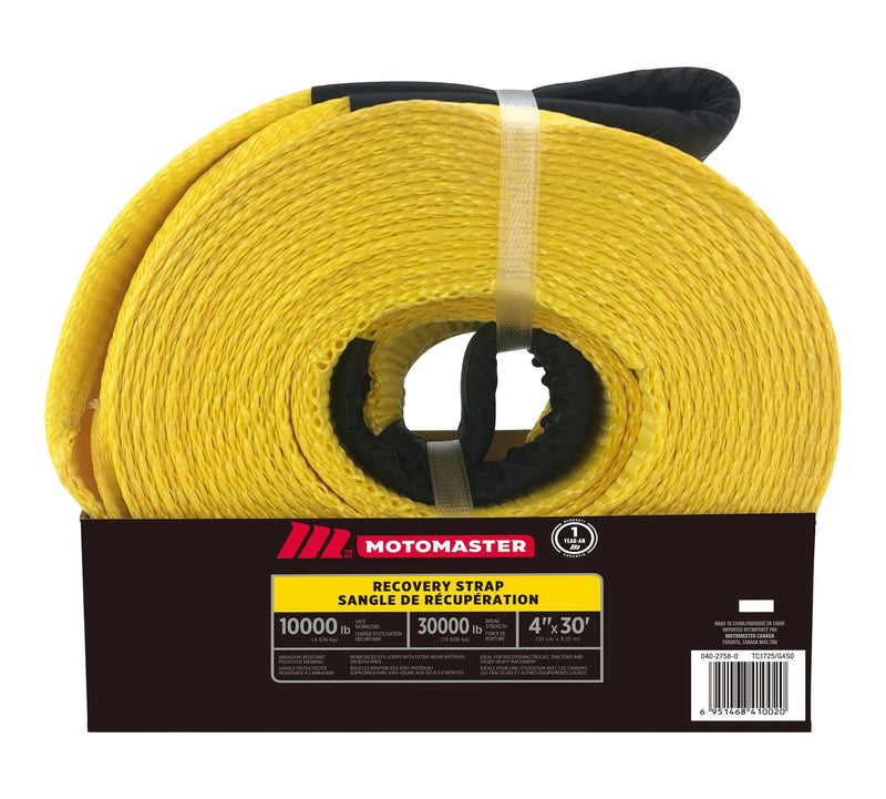 MotoMaster 30,000-lb Recovery Strap with Loop Ends, Commercial Grade, 4-in x 30-ft G9