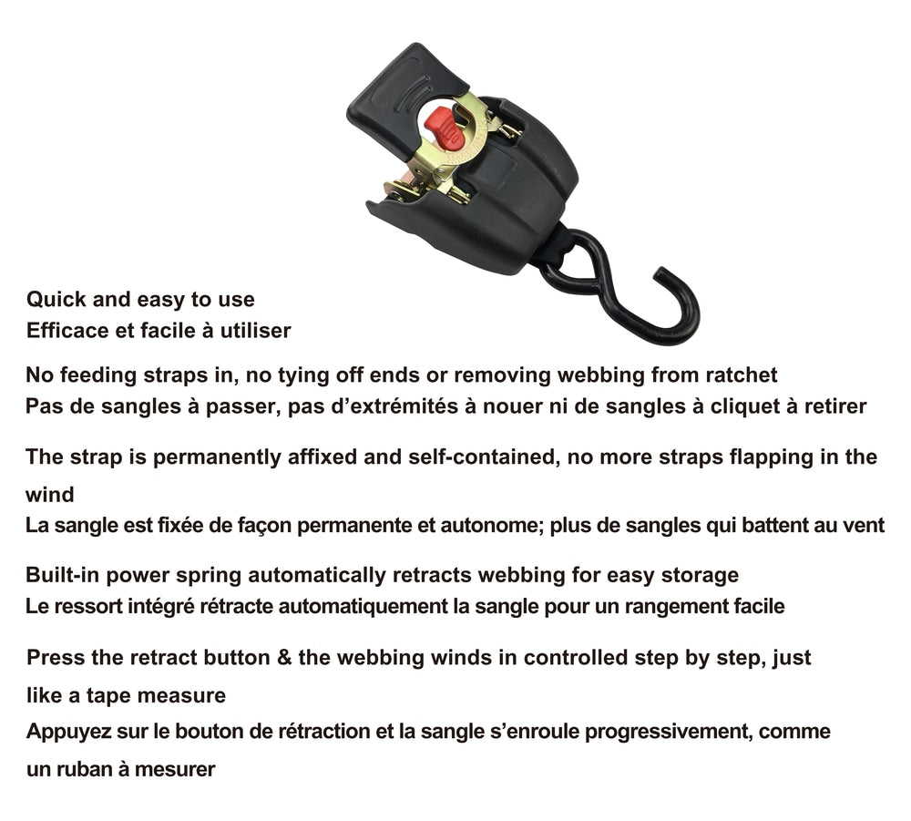 MotoMaster 3,300-lb Retractable Transom Tie Down Strap, 2-in x 43-in, 2-pk