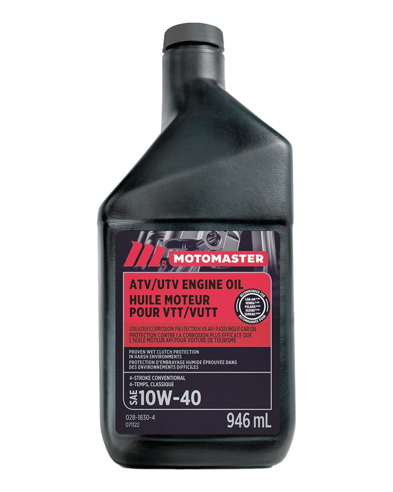 MotoMaster 4-Stroke Premium ATV/UTV Engine Oil 10W40, 946-mL G0
