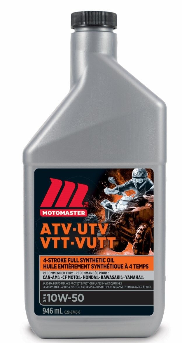 MotoMaster 4-Stroke Synthetic ATV/UTV Engine Oil 10W50, 946-mL J6