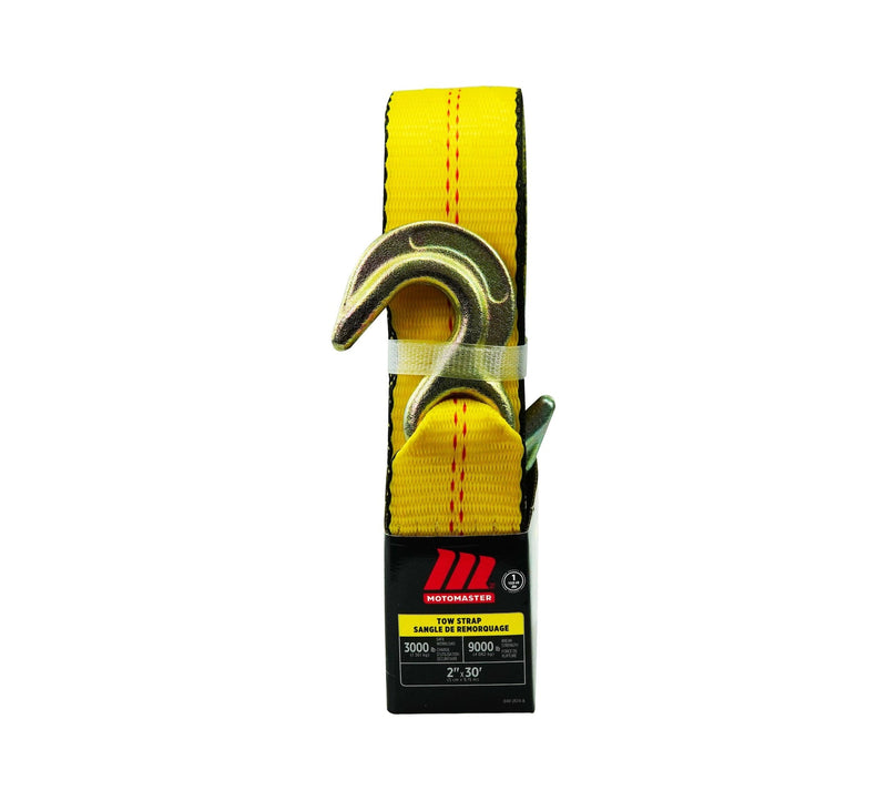 MotoMaster 9,000-lb Tow Strap, with Rust-Resistant Hooks, 2-in x 30-ft U3