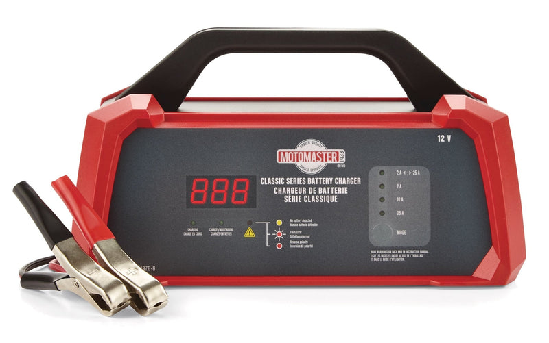 MotoMaster Classic Series Smart Battery Charger/Maintainer, Fully Automatic, 25/10/2-Amp, 12V E6